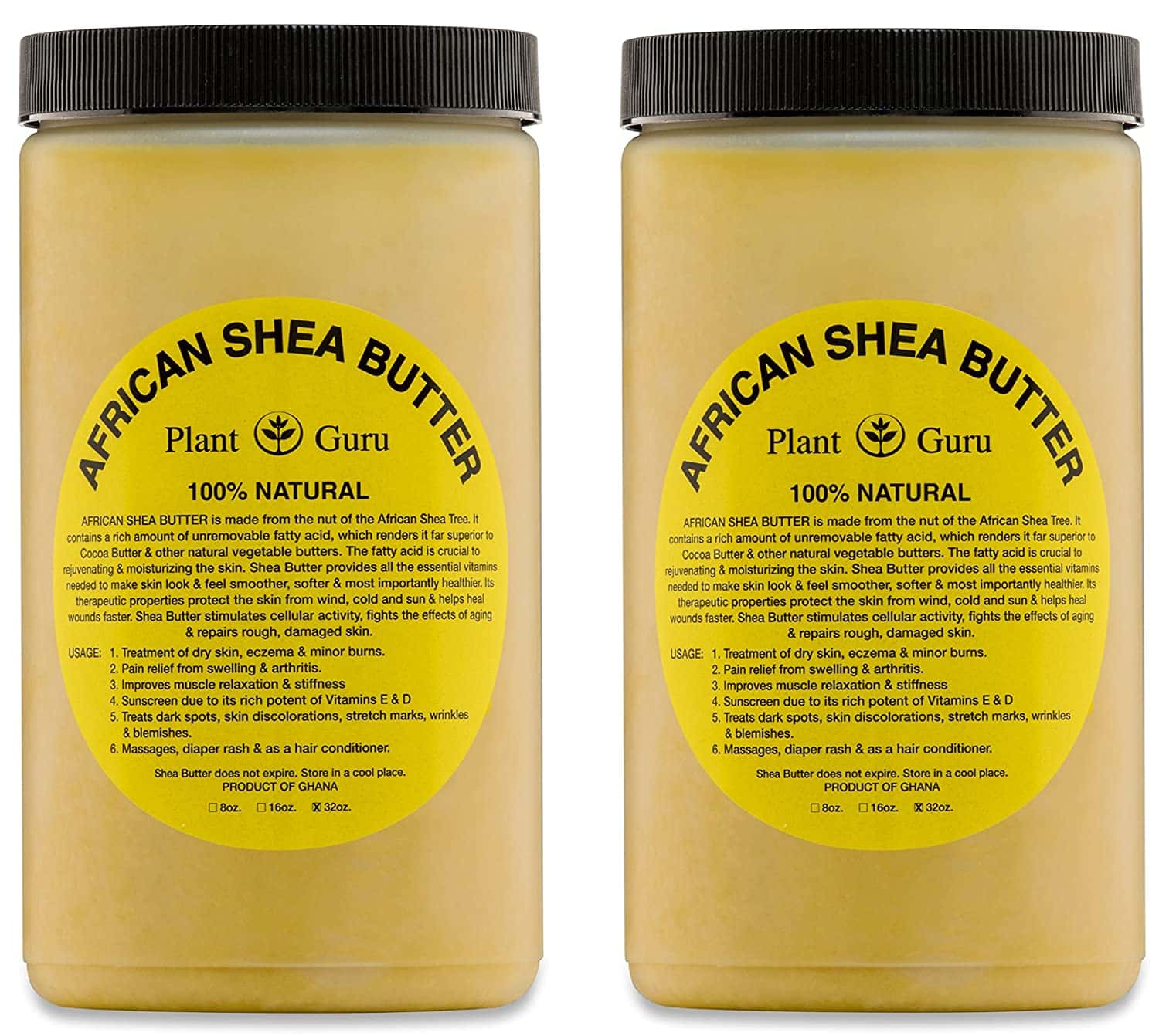 Amazon.com : Raw African Shea Butter 32 oz (2 Pack) Bulk Unrefined ...