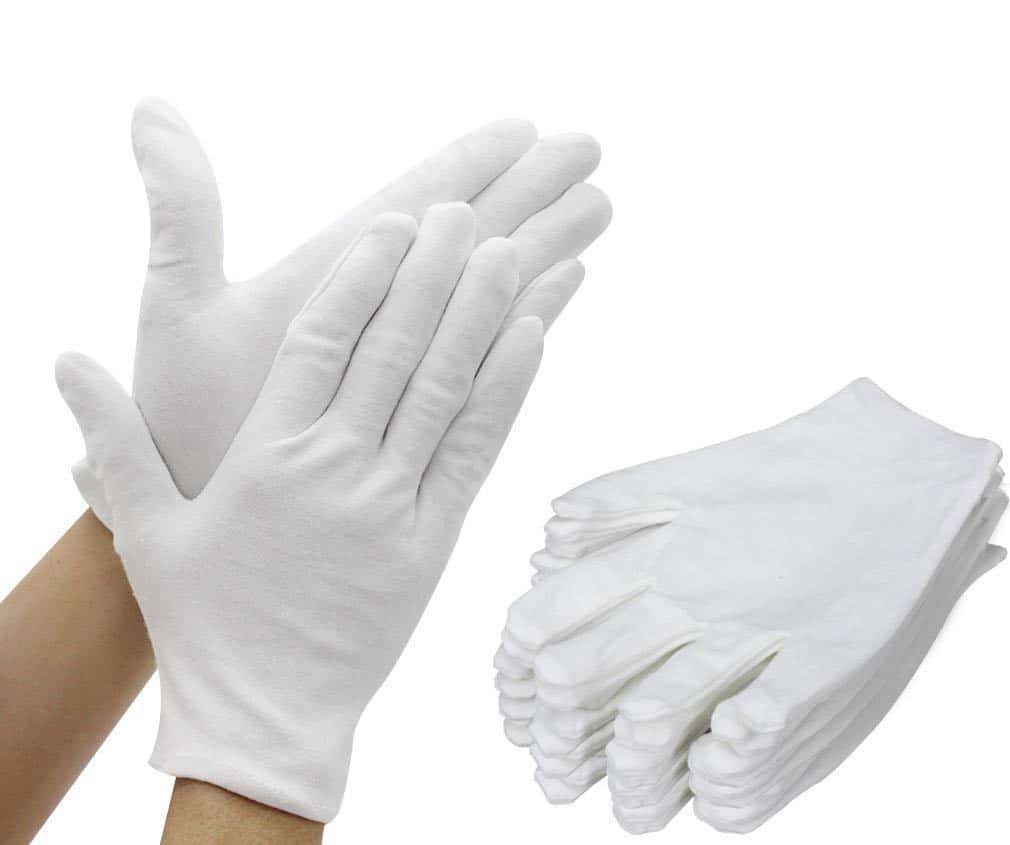 Amazon.com : Yanaier 10 Pairs White Cotton Gloves Stretchable Lining ...