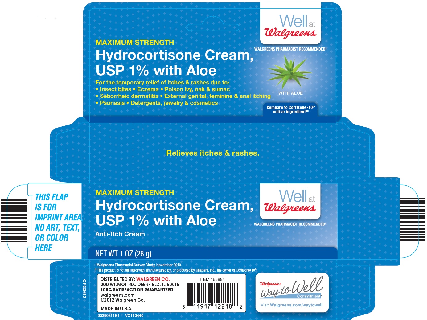 Hydrocortisone Cream, USP 1% with Aloe