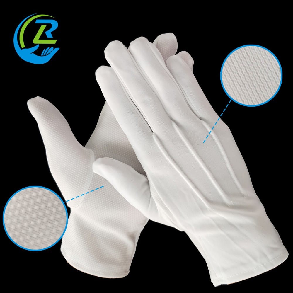 Polyester Dot Gloves White Gloves For Military Parade Three Line