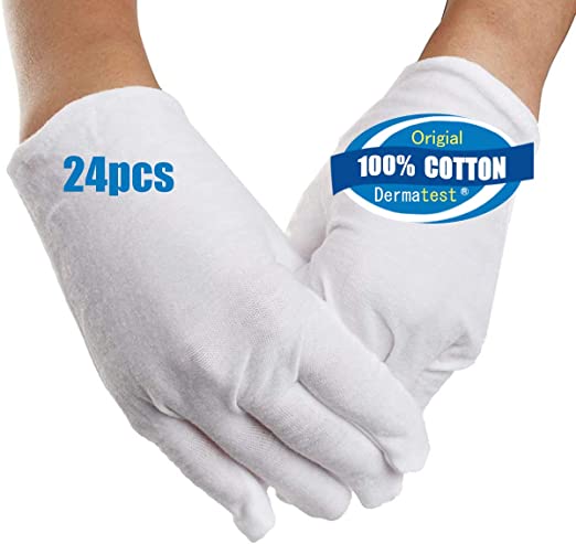 Premium Cotton Gloves for Eczema Dry Hands 24pcs Washable Soft Cotton ...