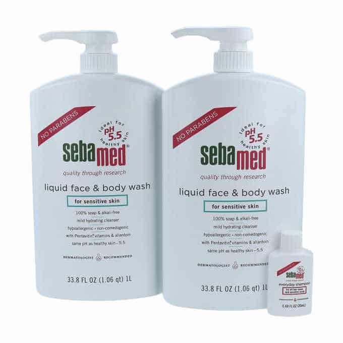 Sebamed Soap Free Face &  Body Wash and Bonus Travel Size Shampoo