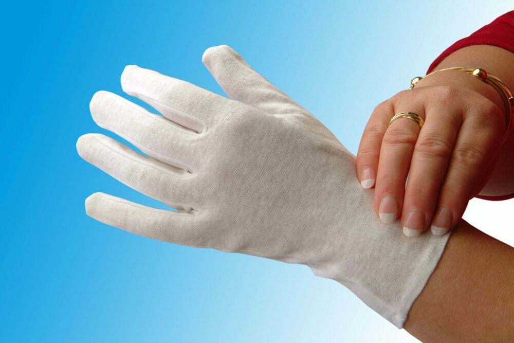 White Cotton Gloves Liners Moisturising Eczema Butler ...