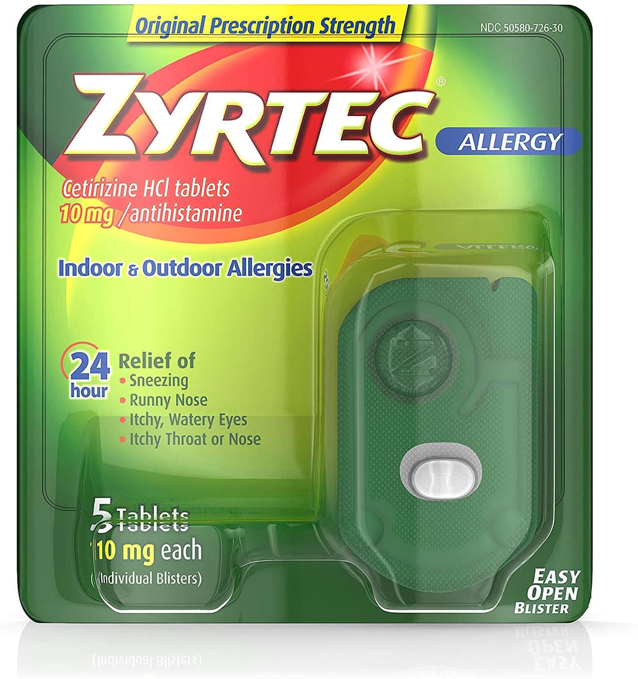Zyrtec 24 Hour Allergy Relief Tablets, 10 mg 5 ct  Locatel Health ...